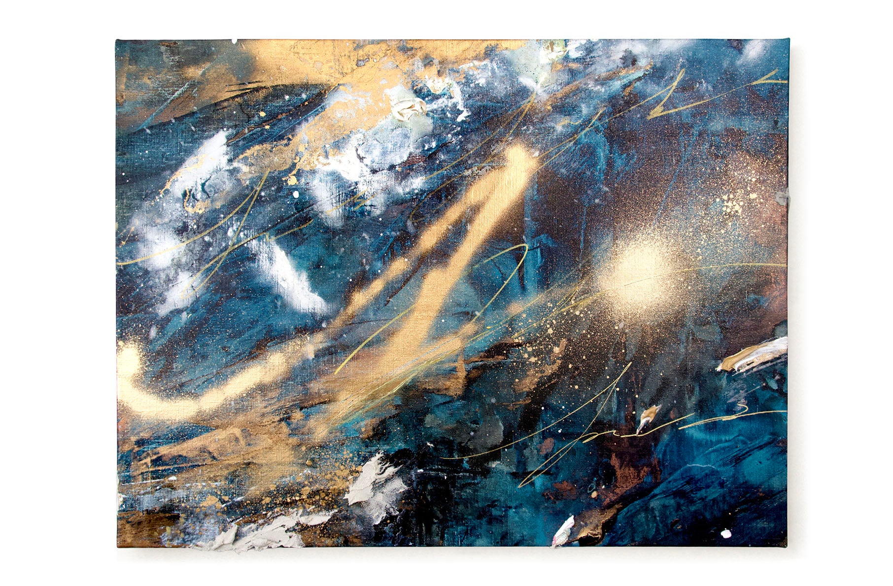 ayaka nakamura「Song of the twinkling light #1」アクリル絵の具・メッキ調顔料 別角度